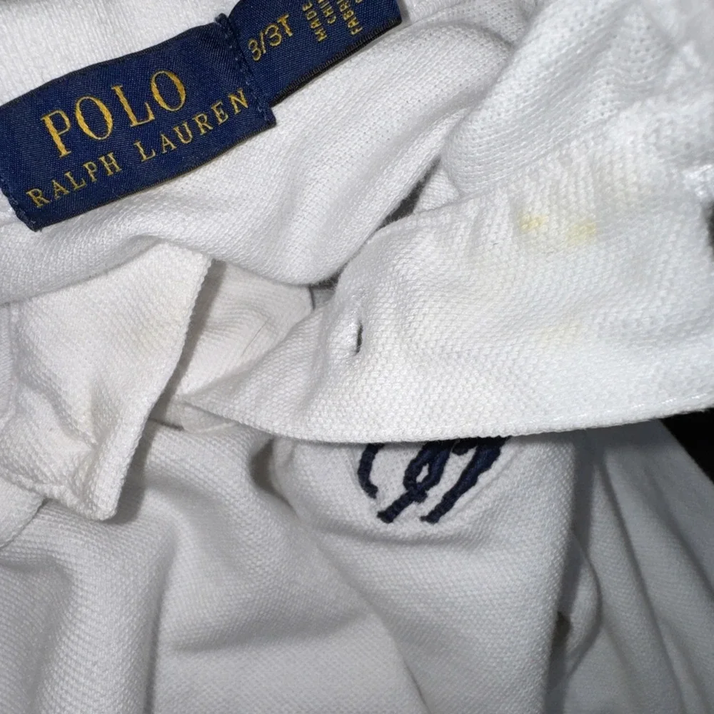 Ralph Lauren Boys White Polo Shirt Size 3 Toddler VGUC Big LOGO - Flawed